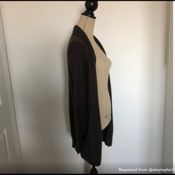 Aritzia Wilfred Charcoal Silk Cashmere Open Front Cardigan - Picture 4 of 5